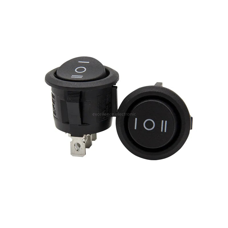 5/10 PCS KCD1-105 20mm Round Rocker Switch 3 Pin SPDT ON-OFF-ON Black Car Boat Automotive Toggle Switch