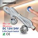 Mini Smart Touch Dimmer Switch DC 12V 24V 3Pin Quick Connect for LED Cabinet Light Drive Power Sensor Centralized Control On/Off
