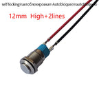 1PC 12mm 2Pin Metal Button Switch Fixed Latching No Light Waterproof Metal Push Button Self-locking Car Dashboard High Flat Head