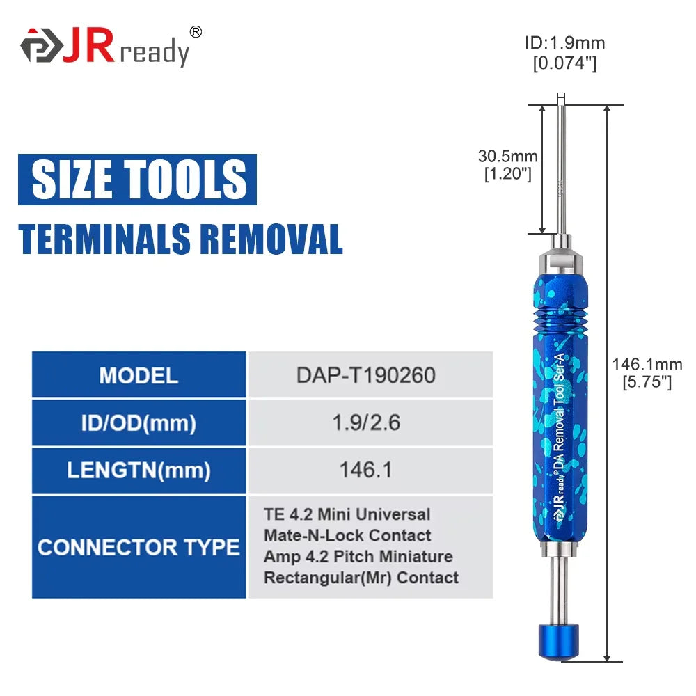 JRready Terminal Extractor Tool For HARTING/TE&AMP 4.2/6.35/2.13/CPC&Molex&Delphi Weatherpack&Amphenol RT360 Series Connectors