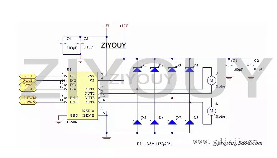 2-5PCS L298N motor driver board module, DC stepper motor, intelligent vehicle robot DIY driver board