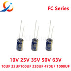 10PCS  FC Series 10V 25V 35V 50V 63V 10UF 22UF 47UF 68UF 100UF  220UF 330UF 470UF  NEW 1000UF Audio electrolytic capacitor
