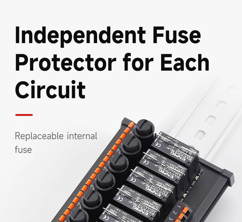 ENMG DC Inline 2 4 6 8 10 12 16-Way Solid State Relay Module RT-SSK Non-contact DC PLC AC Amplifier Board 5-24V Fuse Protections