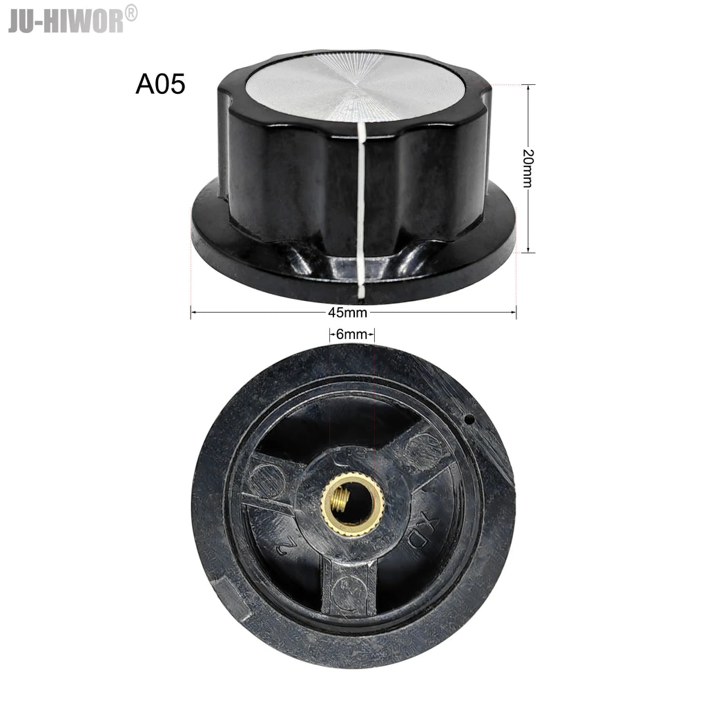2pcs A01 A02 A03 A04 A05 Silver Tone Top Potentiometer Volume Control Rotary for 6.35mm Shaft Guitar Volume Knob