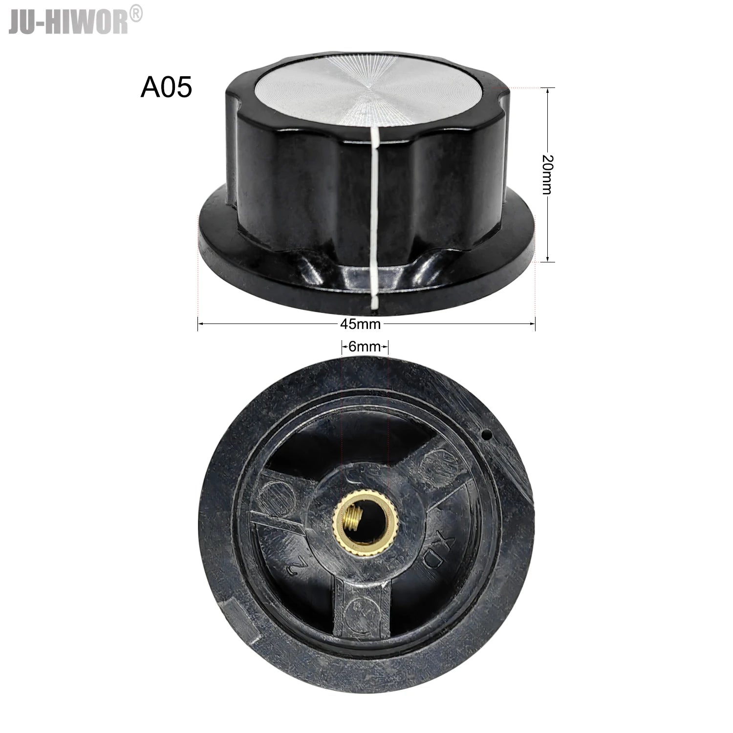 2pcs A01 A02 A03 A04 A05 Silver Tone Top Potentiometer Volume Control Rotary for 6.35mm Shaft Guitar Volume Knob