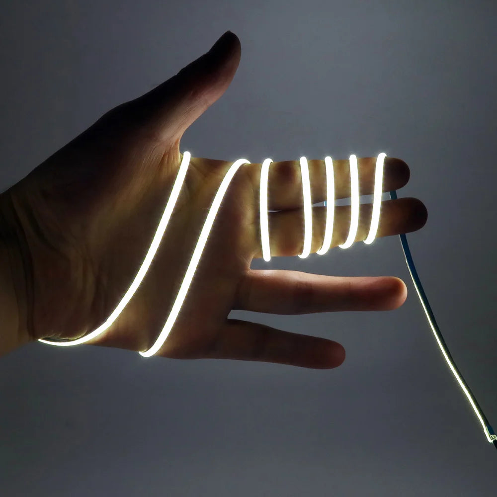 3mm 5mm PCB COB LED Strip Light 5V 12V 24V 320LED 8mm CRI90 Super Bright Flexible LED Tape For Cabinet Home Liner Lighting