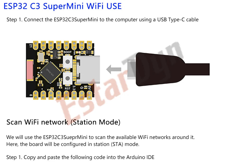 HWGATL ROBOT ESP32-C3 Development Board ESP32 C3 SuperMini WiFi Bluetooth For Arduino