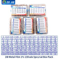1/4W Metal Film Resistor Assortment Kit, 1/2W 1W 2W 3W 5W Through Hole Electronic Components Pack, 30/41/130 Kinds 1% Tolerance