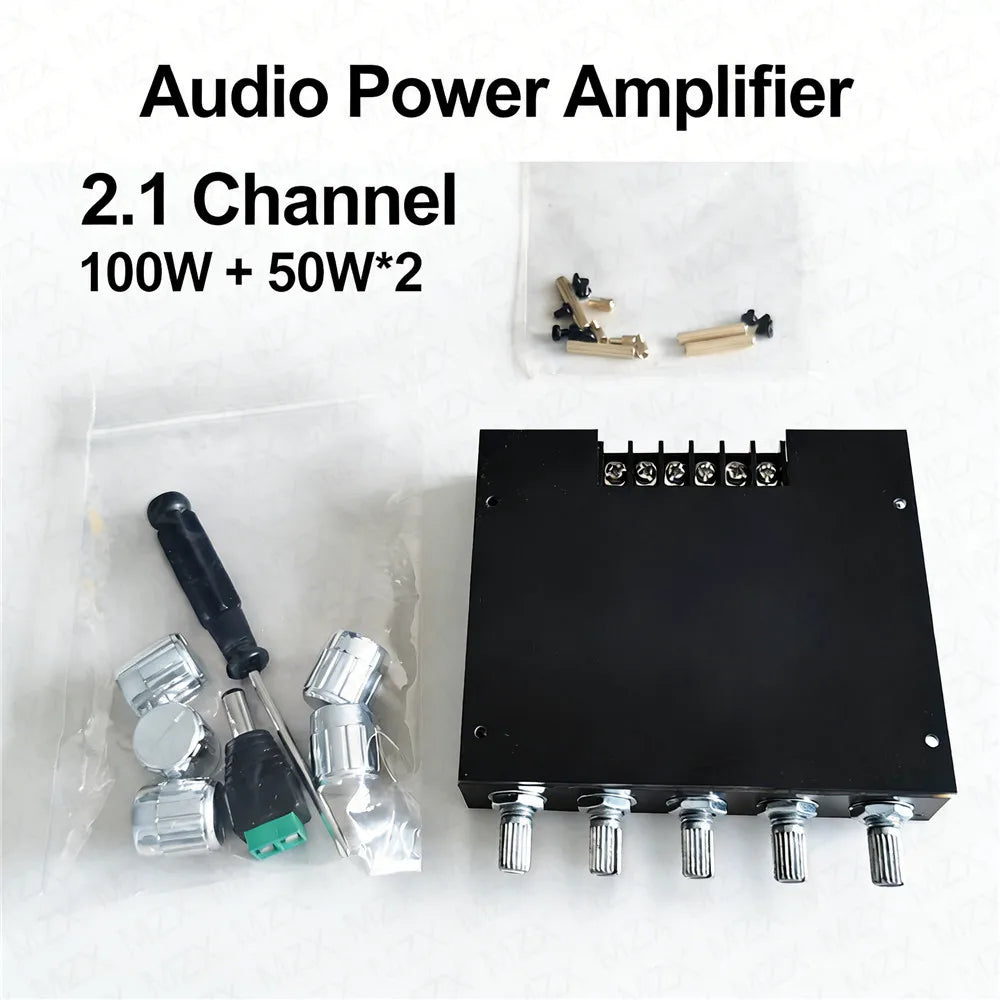 YS-MT21 2.1-Channel Audio Power Amplifier 100W*2+100W Digital Module Subwoofer AUX Blutoth Wireless 12/24V Stereo HiFi Speaker