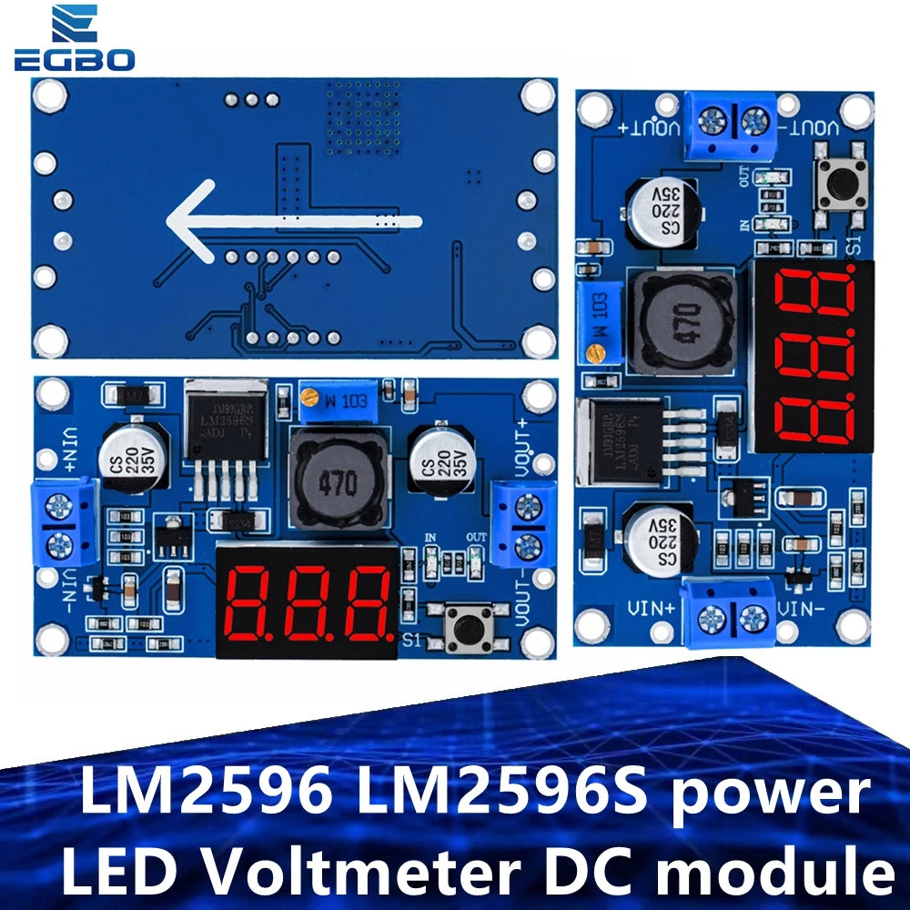 1PCS EGBO LM2596 LM2596S power module + LED Voltmeter DC-DC adjustable step-down power supply module with digital display