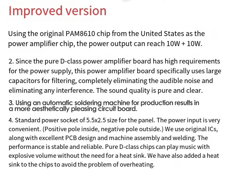 12V Mini Class D Amplifier Board PAM8610 2x7W RMS Stereo Power Audio Amp for Car Home PC Speaker