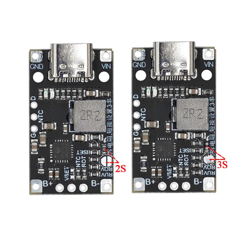 Lithium Battery Charging Boost Module With Balanced Support Fast Charge With Indicator Type-C USB 2/3S BMS 15W 8.4V 12.6V 1.5A