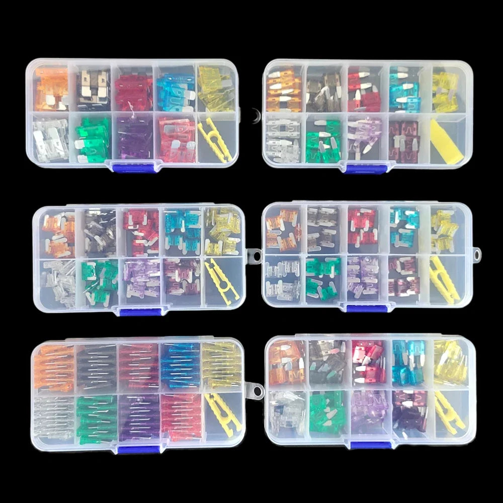 Car Fuses 5A to 40A Mini Small Medium Blade Fuse Assortment Kit 32V Automotive Electrical Replacement with Remover Clip