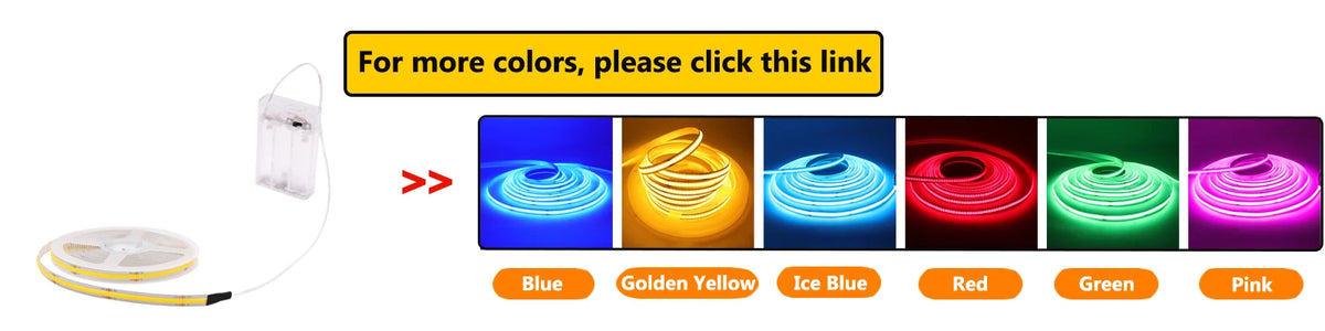 3AA Battery Box 5V COB Led Strip 8MM 320LEDs/M Warm Natural Cool White Flexible COB Strip Light for Bedroom Cabinet TV Backlight