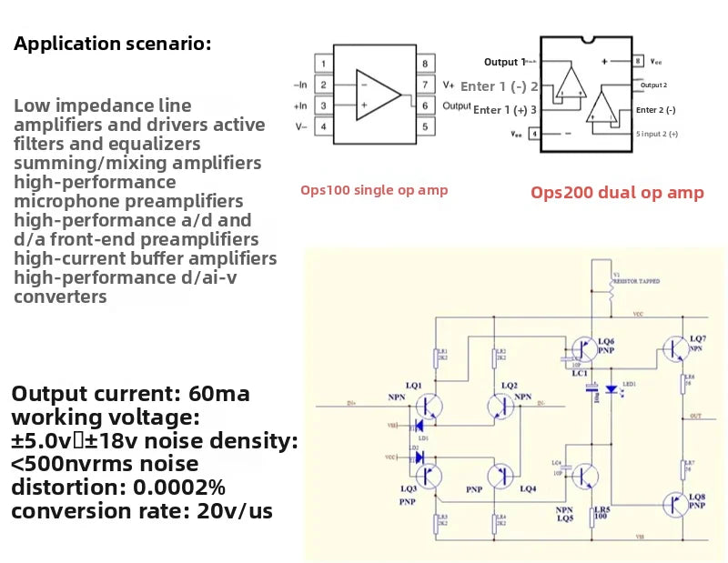 OPS100 Double Differential Fully Symmetric Discrete Component Single Operating Amplifier, Upgraded OPA604 OPA627 NE5534
