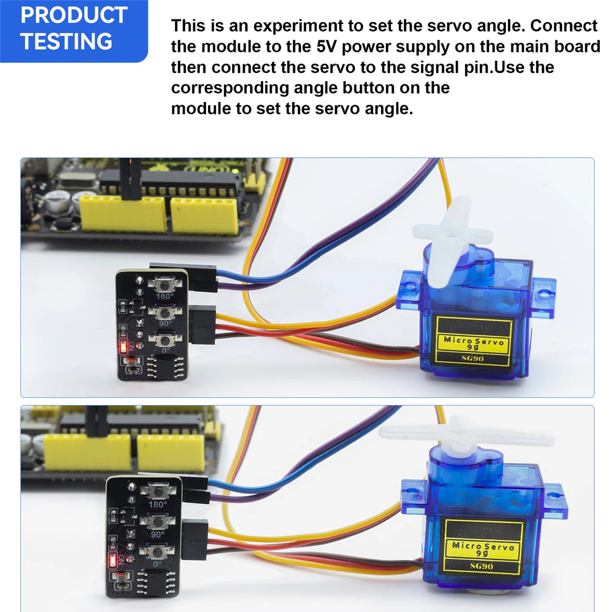 1PC Servo Motor Angle Test Module +1PC SG90 180 Degree Servo Motor For Arduino Robot DIY Electronic Components