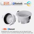 3CCT Tuya Bluetooth/Zigbee Matter Smart Recessed LED Downlight Aluminum Downlight AC5W-20W Spot Light