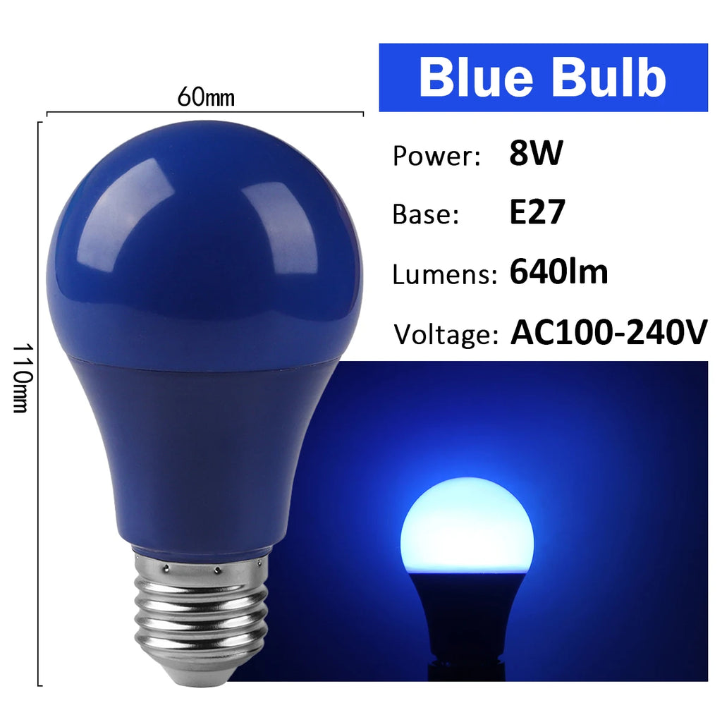 2-10pcs Colorful Bulb B22 E27 110V 220V Red Yellow Blue Green Pink Purple Orange Light Bulb Lamp for Home