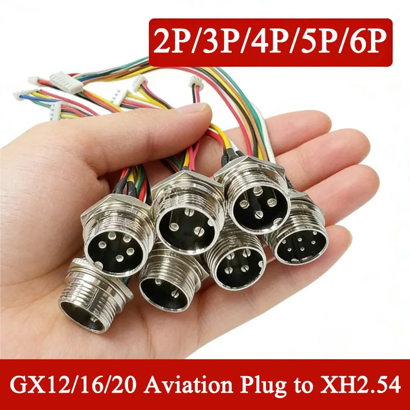 2Pin GX12 GX16 GX20 to XH2.54 Terminal Wire M12 Aviation Plug 3/4/5/6Pin Male Adapter Cable Connector 15-30cm Extension Cable