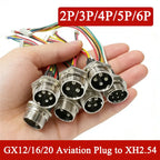 2Pin GX12 GX16 GX20 to XH2.54 Terminal Wire M12 Aviation Plug 3/4/5/6Pin Male Adapter Cable Connector 15-30cm Extension Cable