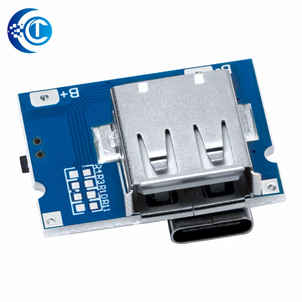 LiPo Battery Charging Protection Module, 5V 2.4A USB Type-C Boost Converter Power Supply Board