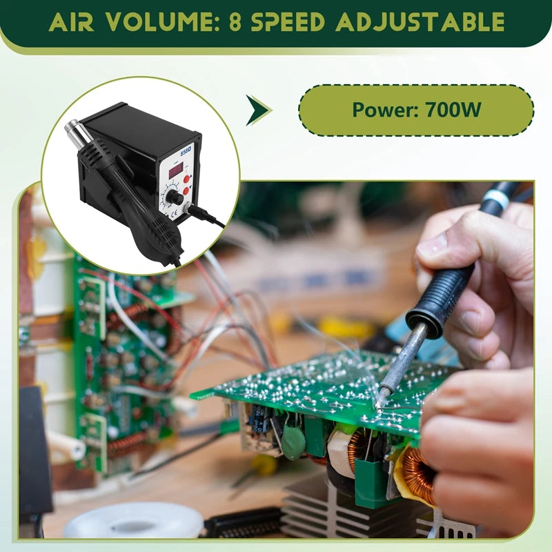 Hot Air Tool 858D BGA Rework Solder Station Blower Hair Dryer Hairdryer Soldering Heat Tool for Welding Repair EU Plug-A23R