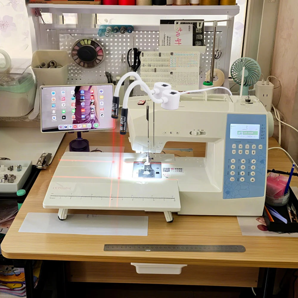 DC5V USB Laser Positioning Light Flexible Gooseneck Magnetic Base Red Line Cross For Sewing Cutting Quilting Machine Accessories