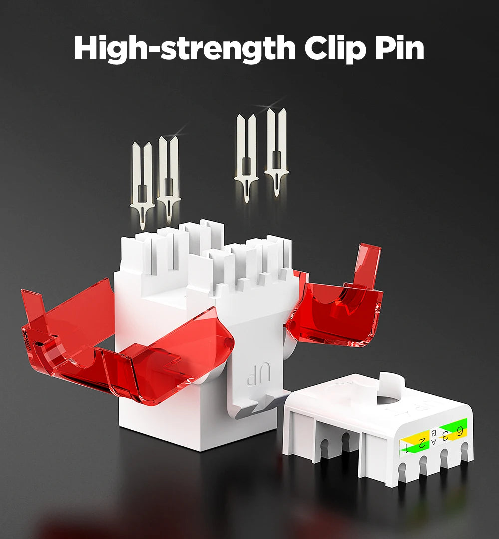 AMPCOM CAT6A CAT6 Tool Less Keystone Jack,  RJ45 UTP Keystone Module Adapter No Punch-Down Tool Couplers Modular Connector