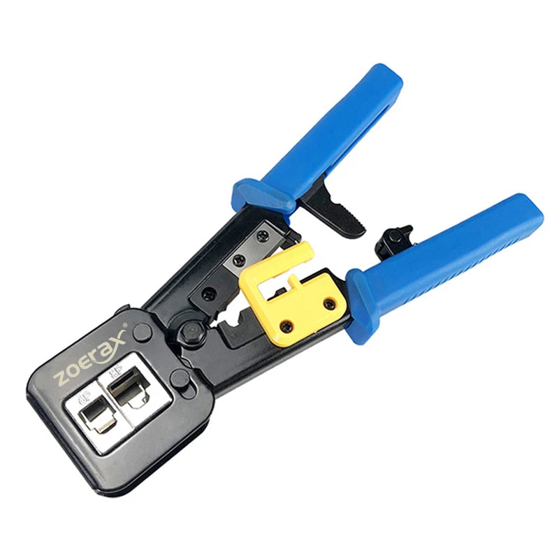 ZoeRax RJ45 Cat6/5e/5 Crimp Tool Kit with 20PCS Cat6 pass through Connectors and Covers, Wire Punch Down Cutter,Cable Tester