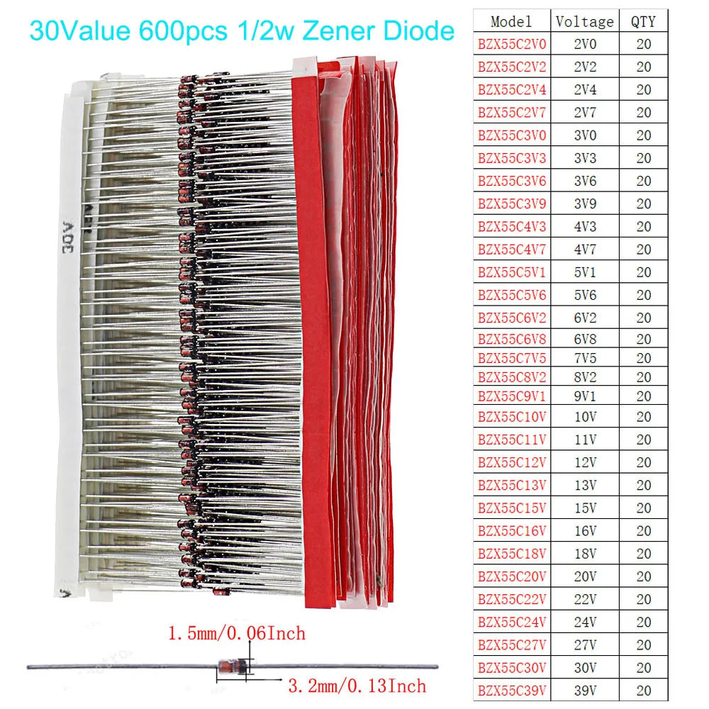 DIP SMD Zener Diode Fast Switching Schottky TVS Diode Assorted Kit 1N4007 1N5408 FR207 1N5819 1N5822 1N4148 10A10 M7 SS14 2V-47V