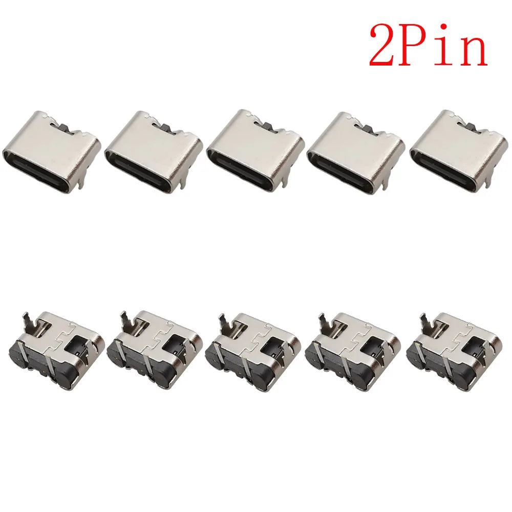 10Pcs USB Connector Type C Female Charging Port Jack 2P/6P/16P/24 Pin Soldering PCB SMD SMT DIY USB-C Socket Adapter