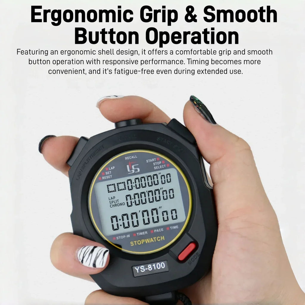 Waterproof Digital Stopwatch, 100-Lap Sports Timer with Neck Lanyard for Running, Swimming, Training - Stopwatch for Men Women