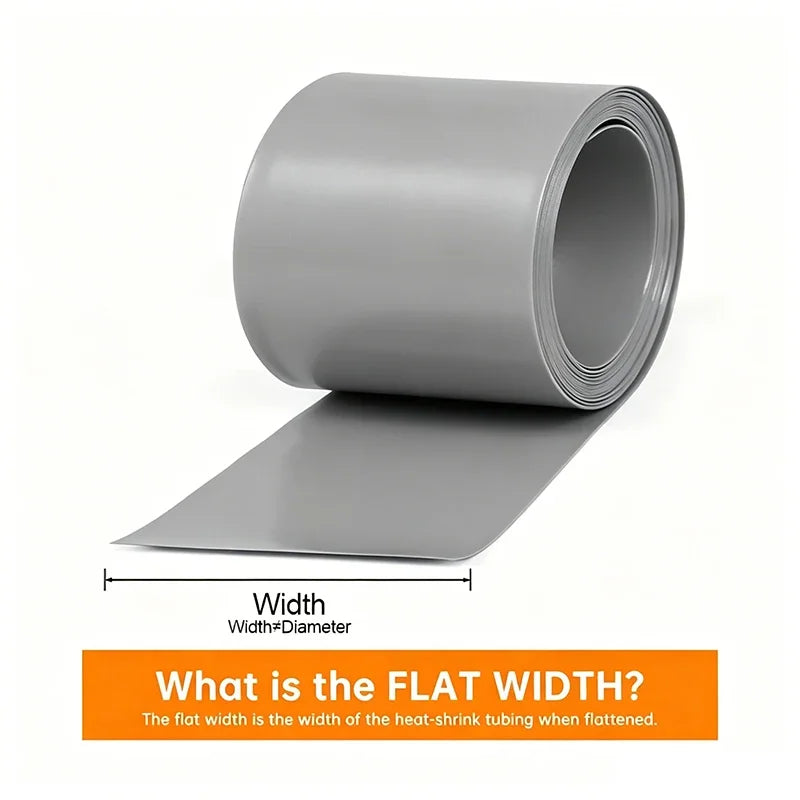 1/5m PVC Heat Shrink Tube Width 50mm ~ 450mm Grey 18650 Lipo Battery Pack Insulated Cable Sleeve Protection Battery Film Wrap