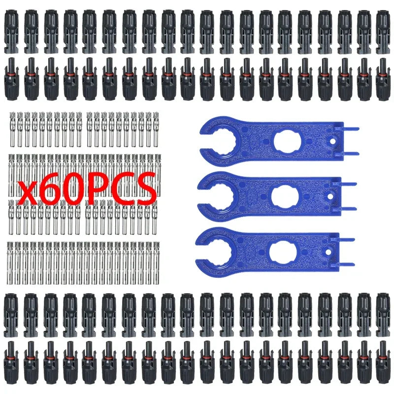10/20/60/100PCS Photovoltaic Connectors, Solar Cable Connectors, IP67 Waterproof Adapters, DC1000V/30A Used for 2.5/4/6mm2 Cable