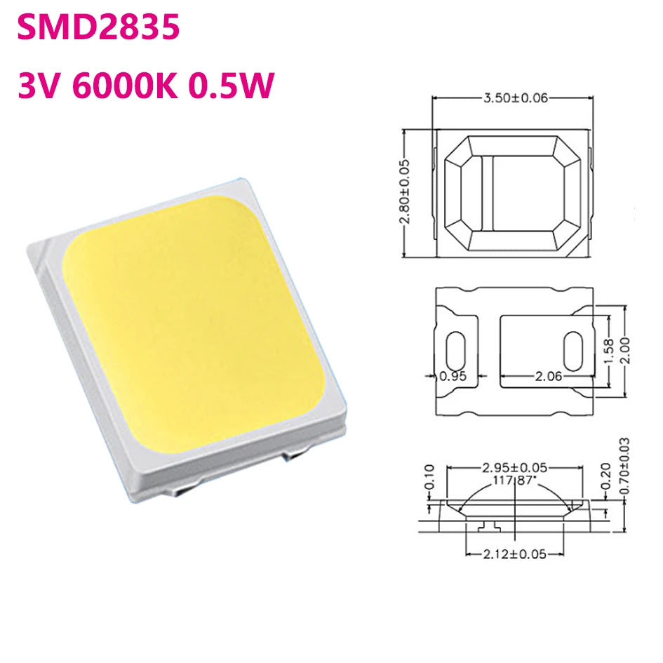 100pcs 3V LED SMD 5730 or 2835 Copper LED COB Chip Lamp Beads 0.5W Lighting Interior Replacement Parts for LED Round Board Bulb