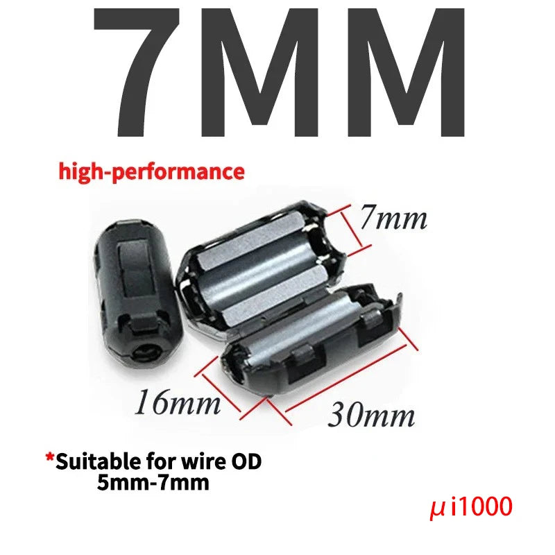 10/20Pcs Clip-on Ferrite Core Ring Bead 3.5-15mm EMI RFI Noise Filter Snap Cable Clip Choke for Black Audio Video Wire