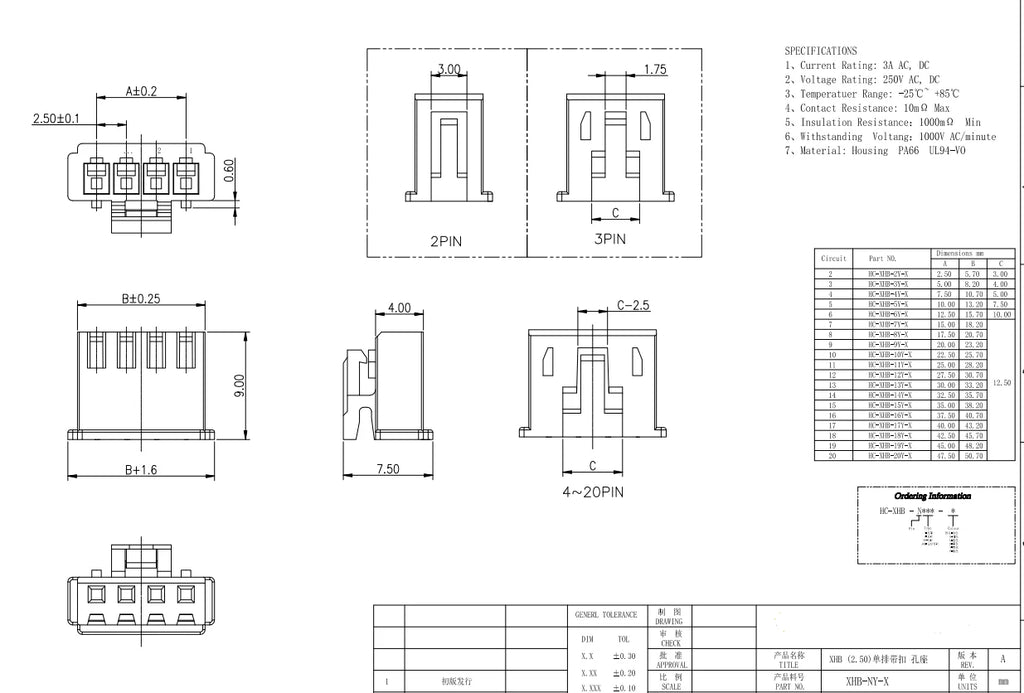 50/100PC SH/PH/XH 1.0mm 1.25mm 1.5mm 2.0mm 2.54mm Housing Shell Connector 2/3/4/5/6/7/8/9/10P 1.0 1.25 2.0 2.54 Plastic Plug