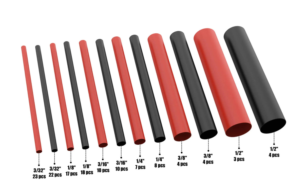 90mm/3.54inch Heat Shrink Tubing Kit 130 Pcs, Ratio 3:1 Adhesive Lined, Dual Wall Tube - Marine Grade, 6 Diameters, Wire Sleeves