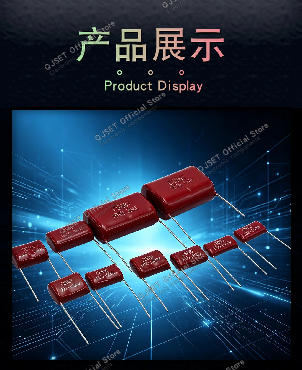 10Pcs CBB81 Metallized Polypropylene Film Capacitors High-Voltage 1.6 kV 1600 V 102j 104j 153 222 332 334 472 474 562 682J 0.1uf