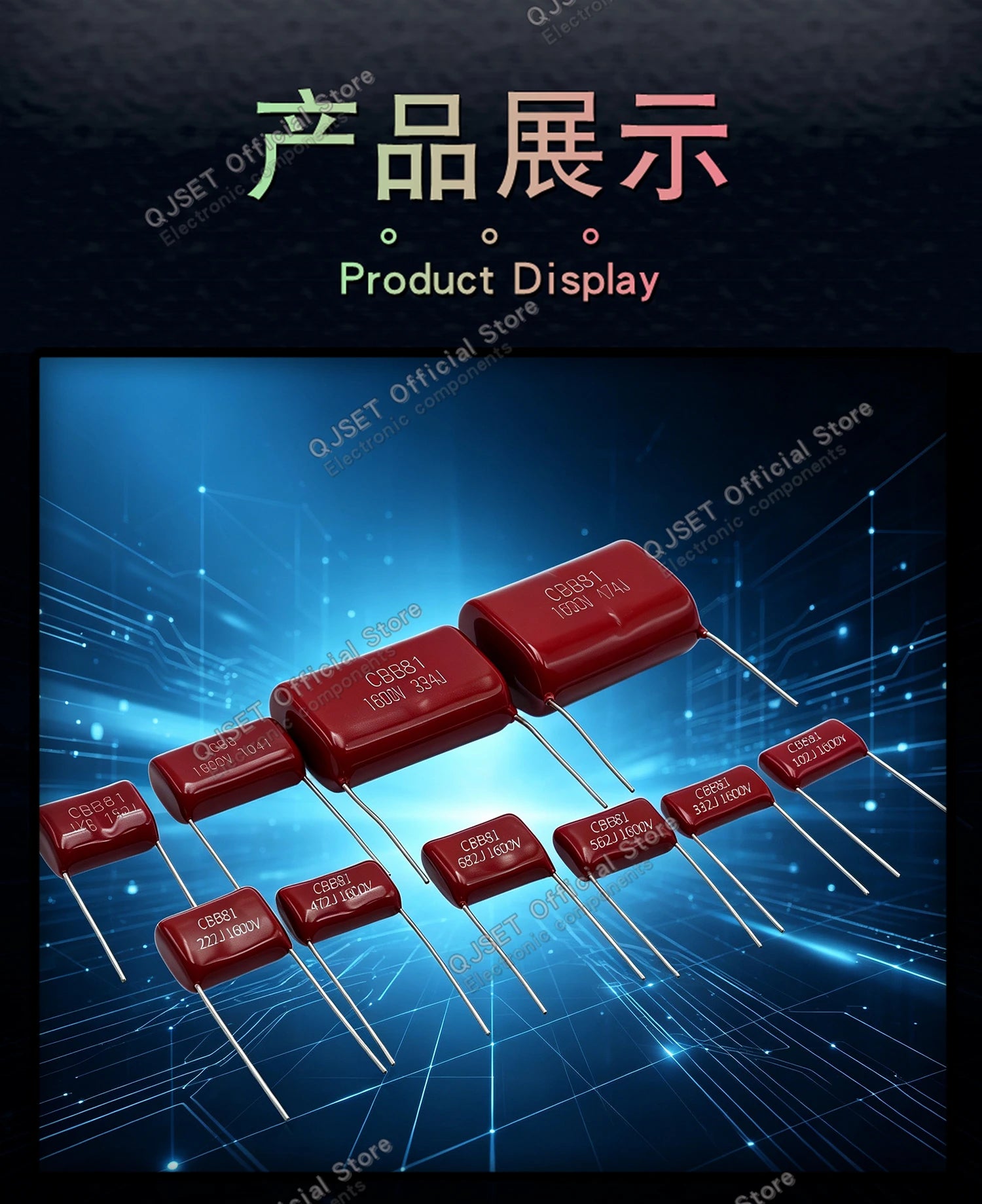 10Pcs CBB81 Metallized Polypropylene Film Capacitors High-Voltage 1.6 kV 1600 V 102j 104j 153 222 332 334 472 474 562 682J 0.1uf