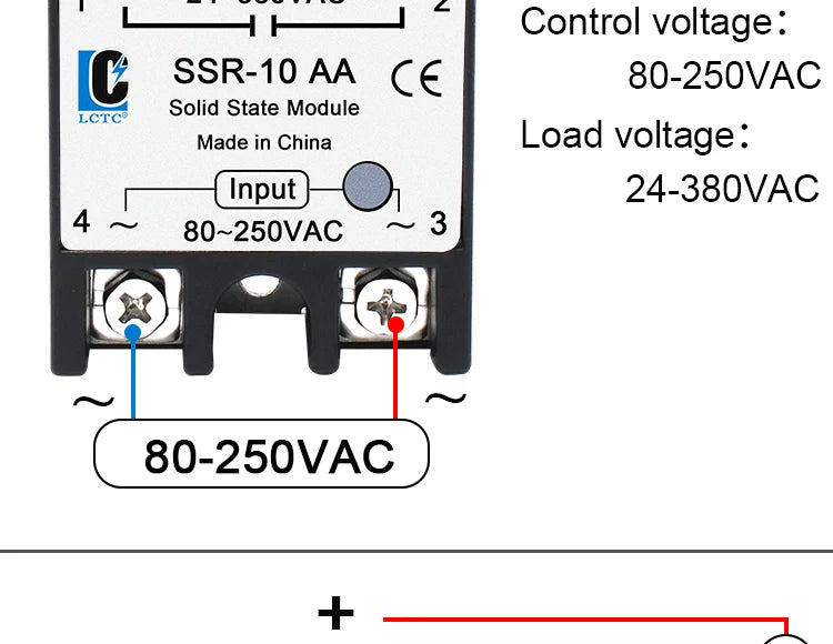 LCTC1PCS Single-phase Solid State Relay  DC to AC AC to AC DC to DC  Zero-crossing SSR 10A25A40A50A60A80A100A