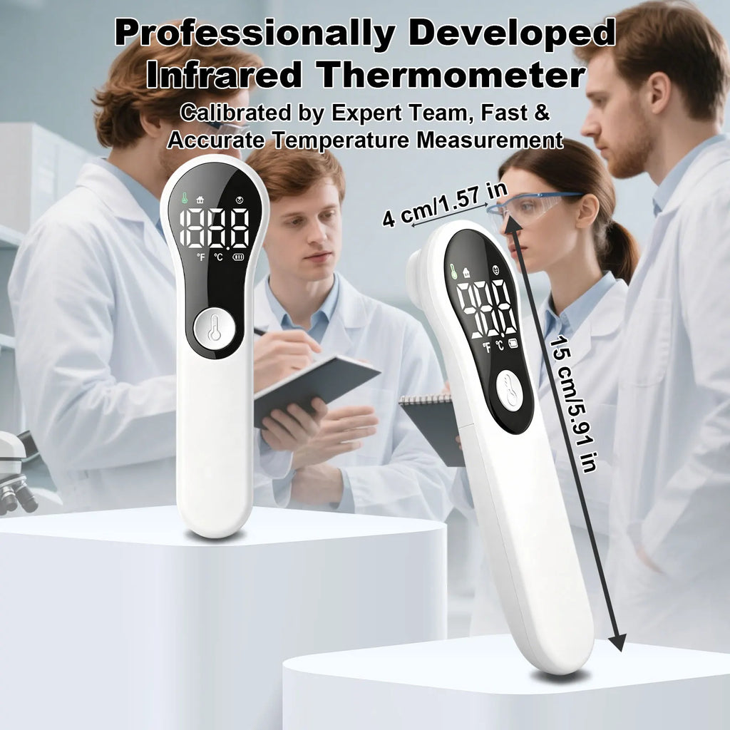 Forehead Thermometer for Adults and Kids, Digital Baby Thermometer | 1s Fast Accurate Reading, 3 Color Fever Alarm, Forehead & Object Mode, Non Contact, Battery Included
