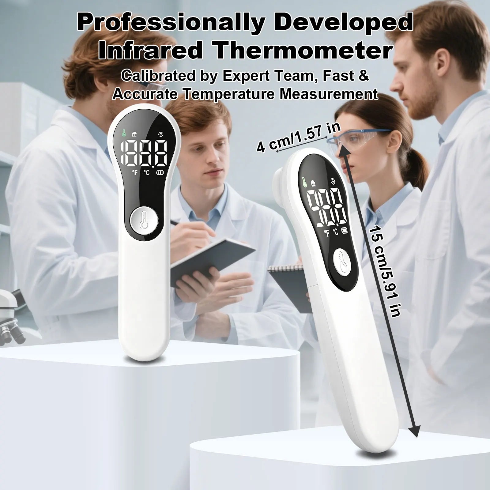 Forehead Thermometer for Adults and Kids, Digital Baby Thermometer | 1s Fast Accurate Reading, 3 Color Fever Alarm, Forehead & Object Mode, Non Contact, Battery Included