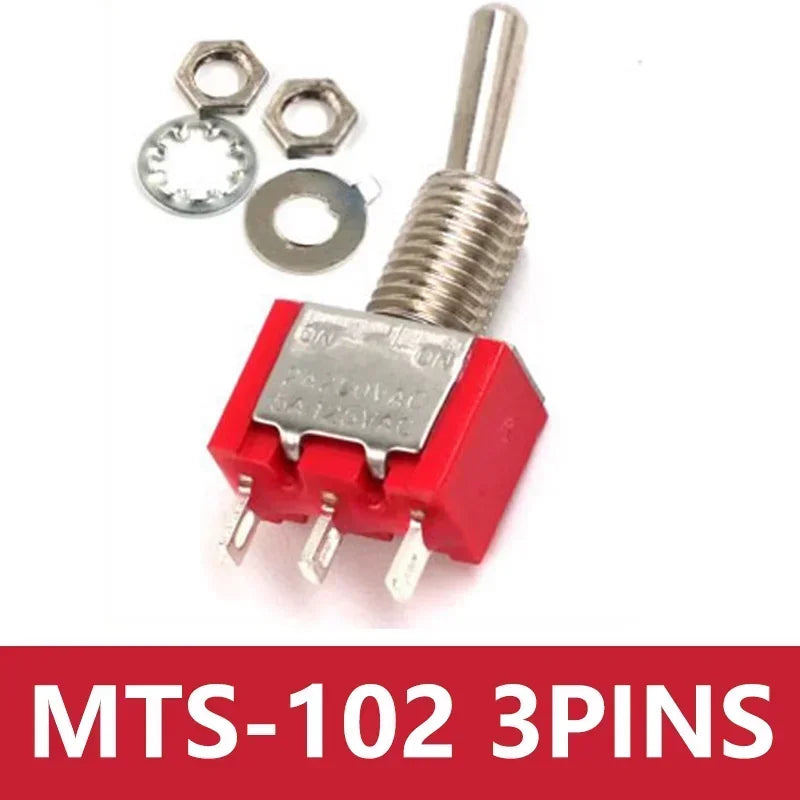 10Pcs MTS102 MTS203 Micro Switch 6mm Miniature Switch ON-OFF-ON Toggle Switch Single Pole 3Pin 6Pin ON/OFF Power Button Switch