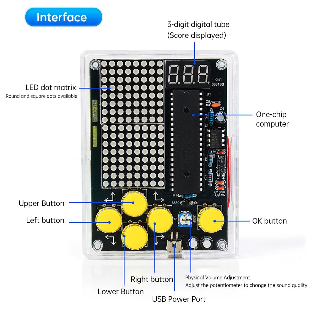 DIY Game Kit Retro Classic Electronic Production Kit Soldering Welding Tranning Set Snake Plane Racing Mini Pixel Game Console