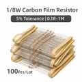 100PCS 1/8W 0.125W Carbon Film Resistor 5% 0R - 1M 10 22 47 100 150 220 270 330 470 510 1K 2.2K 4.7K 5.1K 10K 47K 100K 470K ohm