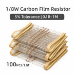 100PCS 1/8W 0.125W Carbon Film Resistor 5% 0R - 1M 10 22 47 100 150 220 270 330 470 510 1K 2.2K 4.7K 5.1K 10K 47K 100K 470K ohm