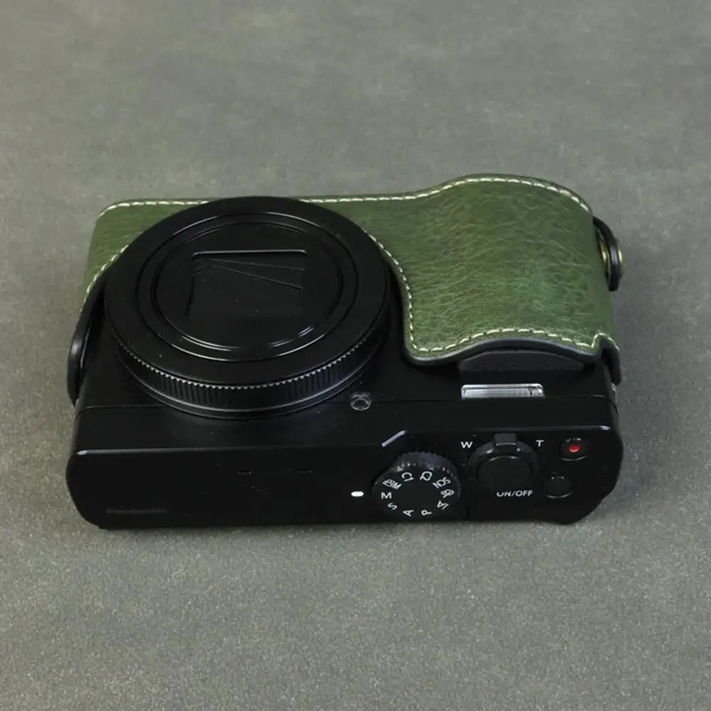 Handmade Leather Case for Panasonic Lumix TZ99 ZS99 Camera Carrying Bag with Adjustable Shoulder Strap