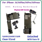 100% Unlocked Motherboard For iPhone 16 Pro Max With Face ID Support iOS Update Logic Board Clean ICloud Mainboard SIM Version