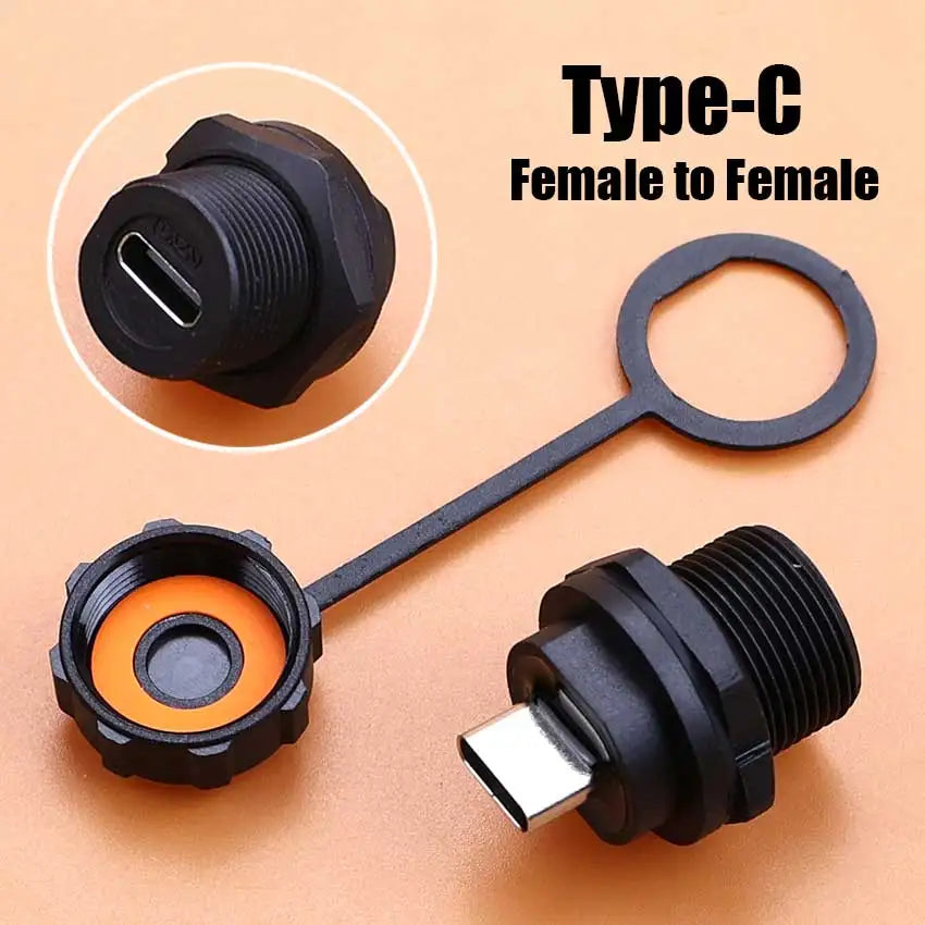 D Type Waterproof Chassis Connector USB Micro Type-C HDMI-compatible Female Converter Socket Panel Mount DIY Jack W/ Dust Cover
